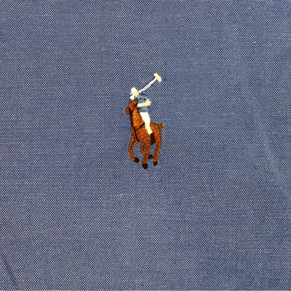 Polo Ralph Lauren Shirt 15 1/2 - 33 Blue Yarmouth Oxford Button Down Flesh Pony - Picture 4 of 10
